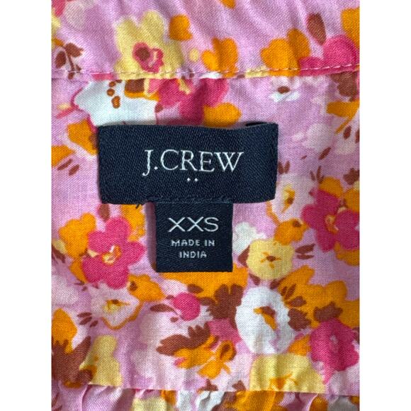 J. Crew Floral Ruffleneck Shirt Blouse Pink and Orange Size XXS - Picture 6 of 12